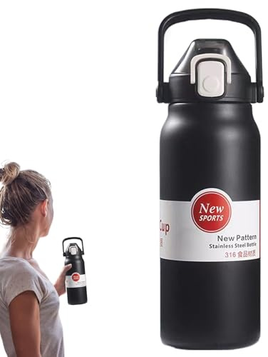 Gourde Isotherme Sport - Gourde Étanche Isotherme - Cruche Avec Tasse Portable 1300ml Étanche Pour Camping Sports Extérieurs Voyages Hydratation Quotidienne Travail Et Salle De Sport