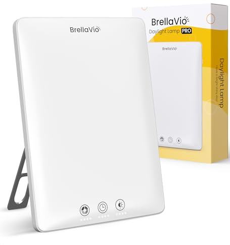 BrellaVio Tageslichtlampe PRO 12.000 Lux - Mit Tasche - UV-freie LED Tageslicht Simulation Lampe - Tageslichtleuchte für Zuhause/Büro/Schreibtisch (Weiß)