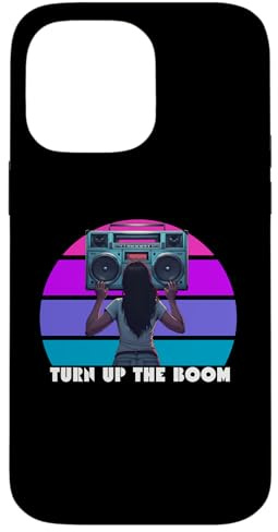 Boombox Retro 80's Boombox, Cassette de Musique rétro Turn Up The Boon Coque pour iPhone 14 Pro Max