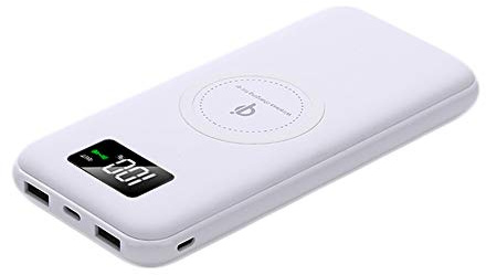 Power Bank,PowerBank Qi Charger Wireless 10000mAh Fast Charging External Battery Pack with LED Display, Dual USB and Dual Input (Type-C & Micro USB) for All the Smartphones Devices