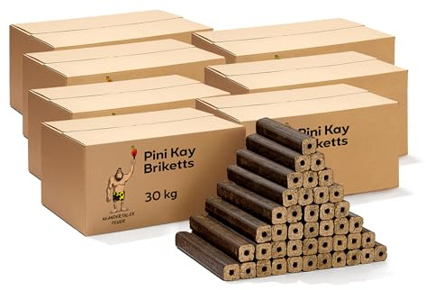 Neandertaler Feuer Holzbriketts PiniKay Hartholzbriketts – Kaminbriketts 7 x 30 kg Briketts Kamin Ofen Grill Briquettes Hartholz Eiche Buche Brikett Holzbrikett Gluthalter (210 kg)