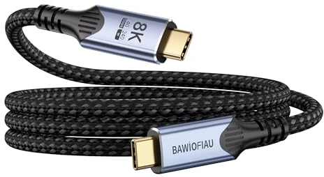 BAWIOFIAU Cable USB-C Tipo C de 2M Compatible con Thunderbolt 4 & USB4,Transmisión de Datos 40Gbps,Carga Rápida 240W PD3.1 48V/5A para Dispositivos Type-C, SSD y Monitor