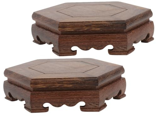 NUOBESTY Supporto per Vasi da Fiori in Legno Massello, Piedistallo Espositivo per Fioriere e Oggetti Decorativi, Base Rettangolare per Arredamento Interni ed Esterni, Set da 2 Pezzi,