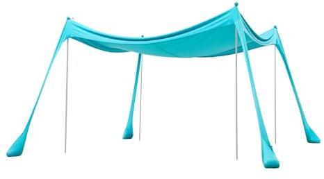 VEVOR Tenda da Spiaggia Parasole Portatile Riparo da Sole Protezione Solare UPF 50+ Capienza ca. 4-7 Persone, Tenda Parasole da Spiaggia con Pali di Supporto, Gite Campeggio Viaggio, Verde