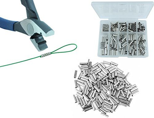 Storfisk fishing & more Quetschhülsen Klemmhülsen Set mit Hülsen Zange 210 Hülsen in versch. Durchmesser