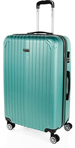 ITACA - Valigia Grande Rigida Viaggio Rigide. Trolley Grande con 4 RuoteDoppie Girevoli. Materiale ABS Valigia Rigida Grande Resistente e Leggero TSA, Acquamarina