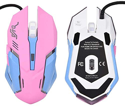 Bewinner Souris Haute sensibilité 3200DPI Rose Jeux câblés pour Les Joueurs de Haut Niveau et Professionnels - Connexion Intelligente, sans Codage, Souris de Jeu Longue durée