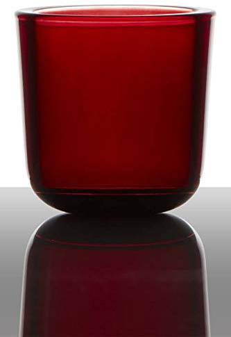 INNA-Glas Candelero Nick, cilíndrico/Redondo, Rojo Oscuro, 7,5cm, Ø7,5cm | Porta Velas de Mesa - Farol portavelas