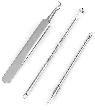 3 pcs En Acier Inoxydable Extracteur D'acné Enlever Outil Visage Soins De La Peau Point Noir Pimple Remover Comédone Extracteur Acné Aiguille Kit Aiguilles Acné Pimple Blemish Traitements Outils