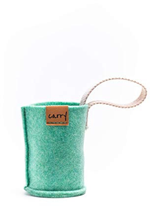 Carry Sleeve Schutzhülle für Glasflasche 0,4l | Hergestellt aus reycelten PET-Flaschen | Waschbar | Mit praktischer Trageschlaufe | Handgenäht in Deutschland | Vegan (Minze)