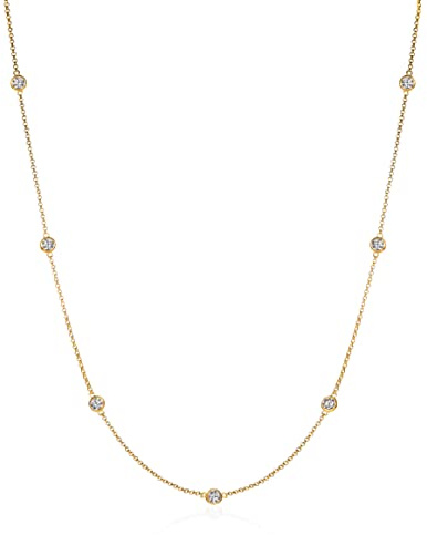 namana Gold Chain Necklace for Women, 18 inch long Chain Necklace for Women with Cubic Zirconia Stones, Gold Necklaces for Women and Teenage Girls, Chain Necklace for Ladies with Jewellery Pouch