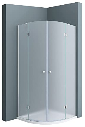 doporro Cabine de Douche Quart de Cercle 100x100x190cm Porte Pivotante | Paroi de Douche, Verre de Sécurité Opaque, Montage Réversible, Ravenna02VS-Plus