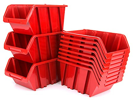 Kistenberg Aufbewahrungsboxen Stapelboxen Truck Boxen 36 Stück stapelbar rote Sichtbox Regalbox Lagerbox Sichtlagerkästen Stapelkästen 115 x 80 x 60 mm