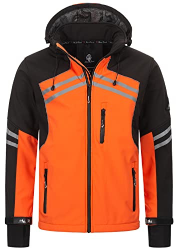 Rock Creek Herren Softshell Jacke Outdoor Jacke Windbreaker Übergangsjacke Anorak Kapuze Regenjacke Winterjacke Herrenjacke Jacket H-285 Orange M