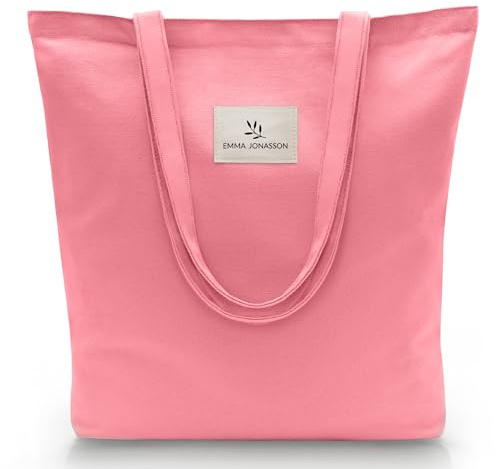 Emma Jonasson Jutebeutel mit Reißverschluss und Innentasche - Stilvoller Shopper Damen - Einkaufstasche mit langem Henkel - perfekte Tasche als Tote bag, Stofftasche