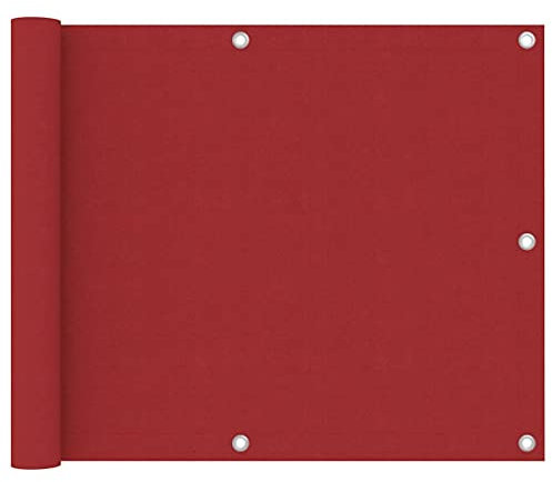 Makastle Balkonumspannungen in Garten, Balkon Sichtschutz Balkonbespannung Balkonverkleidung, Balkonsichtschutz Windschutz UV-Schutz aus Oxford-Gewebe, Aluminium-Ösen und Seil, Rot 75x600 cm