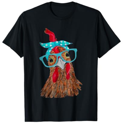 Niedliches Frauen-Mädchen-Huhn mit Bandana, Stirnband und Brille T-Shirt