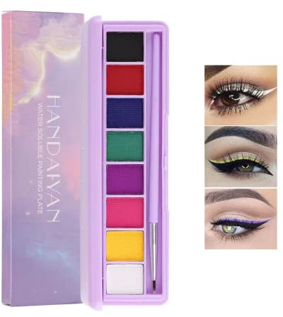 Beteligir 8 Farben wasseraktivierte Eyeliner Palette, Neon Face Paint Farbige Hydra Liner Makeup, Matte Graphic Eyeliner UV Glow Fluoreszierende weiße Körperfarb