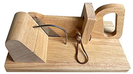 KenSyuInt Holz Wurstschneidemaschine Wurstschneider Edelstahlklinge Guillotine Käseschneider Salamic Cutter Gemüse Holzwurstschneider Küche für Wurst Dörrfleisch Käse Schinken Speck