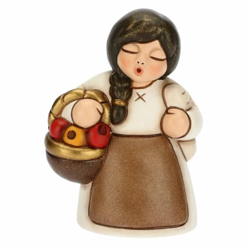 THUN - Krippe 2022 - Krippenfigur für Damen auf dem Markt aus Keramik, handverziert, weißes Kleid - Linie Krippe Klassisch - 5,8 x 5 x 8 cm h