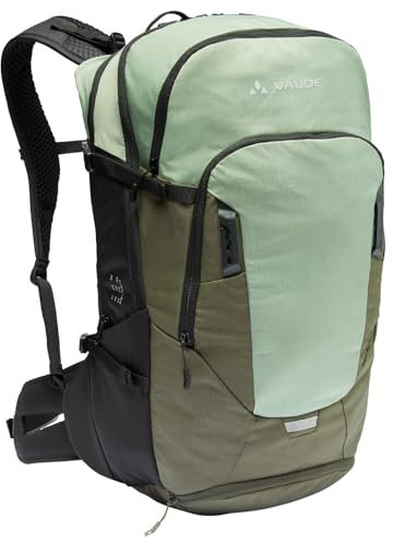 VAUDE Bike Alpin 30+5 Liter- Mountainbike-Rucksack für Mehrtagestouren - mit belüftetem Netzrücken Willow Green