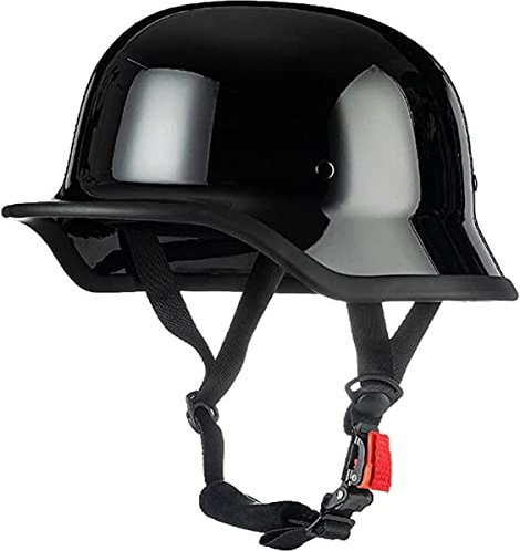 À L'allemande Casque Demi-Visage Casque De Moto Ouvert Rétro Approuvé ECE Casque Jet Hommes Femmes Casques Bols Protéger Le Casque De Casque De Motocycliste Matte Black