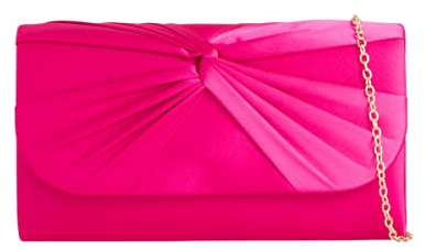 A2ZUKFASHION Bolso de mano plisado de satén para mujer, para fiesta, graduación, boda, noche, hombro, Fuchsia