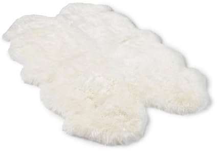 Nordic Sheep Lammfell Langhaar Fellteppich 170x110 cm, Weiß | Echtes Lammfell, jedes Stück ein Unikat der Natur, ideal für Sofa, Stuhl & Esstisch, viele Farben