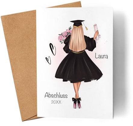 Kiddle-Design Bachelor Master Abitur 2026 Karte Abschluss Geschenk Personalisiert Name Absolventin Glückwunschkarte Doktor Abschlusskarte Abi