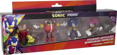 Lansay - Sonic Prime - Lot de 4 Figurines Articulées 7,5 cm - Collectionnez Les Personnages de Dessins Animés et Jeux Vidéos - Jouets pour Enfants dès 8 Ans
