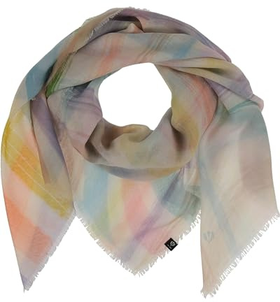 FRAAS Halstuch Damen - Tuch mit Streifen - 120 x 120 cm - Sustainability Edition - leichter Polyester Schal Damen Pastel Lilac