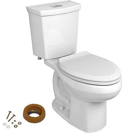 American Standard 606AA002.020 H2Option Two-Piece Toilet with Soft Close Toilet Seat Elongated and Wax Ring, Elongated Front, Chair Height, Dual Flush, White, 0.92-1.28 gpf