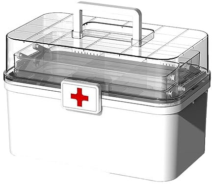 Ceolup Medizinbox-Organizer-Aufbewahrung - 3-lagiger Medizinschrank zur Familienaufbewahrung | Staubdichter Koffer-Organizer mit großem Fassungsvermögen, Griff und Schnalle für Schule, Camping