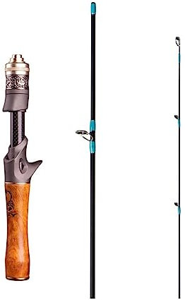 MOOWI Angelrute Ultraleichte Angelrute aus Kohlefaser mit Holzgriff, Spinn-/Casting-Pole, Köder, WT 1,5–9 g Schnur, WT 3–6 LB, schnelle Forellen-Angelruten Angel (Color : Casting Rod, Size : 1.68m)