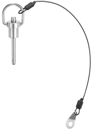 QUARKZMAN 1 Stück Kugelsperrbolzen mit Knopfgriff, 6 mm Stift-Durchmesser, 30 mm Verwendungslänge, Schnellverschlussstift mit Sicherungsseil, Sicherungsstifte 304 Edelstahl