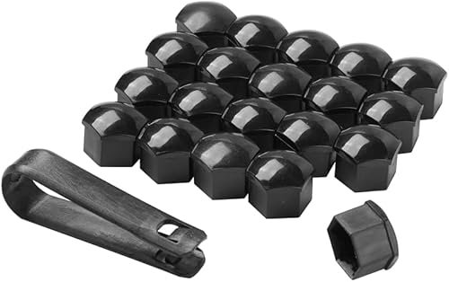CPPAN 20 Stücke Radschraubenkappen für Golf 7 7.5 GTE GTD GTI 2012-2020, Radmutternabdeckung Radbolzen Kappen Universal für Die Meisten Radschrauben,A/Black-17mm