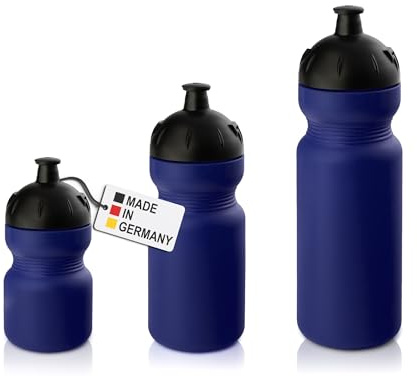 OTRADO® Hochwertige Trinkflasche im Set mit 350ml, 500ml und 750ml in Blau - Made in Germany, BPA-frei als Trinkflasche Kinder und Fahrrad Sport geeignet für Fahrradflaschenhalterung