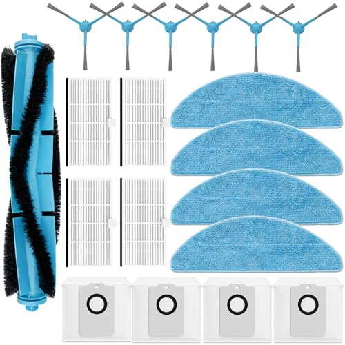 Kit Accesorios de Recambios para Cecotec Conga 8290 Immortal Ultra Power Home Genesis/X-Treme,1Cepillo Principal,6 Cepillos Laterales,4 filtros Hepa,4 paños para fregona Mopa,4 Bolsas