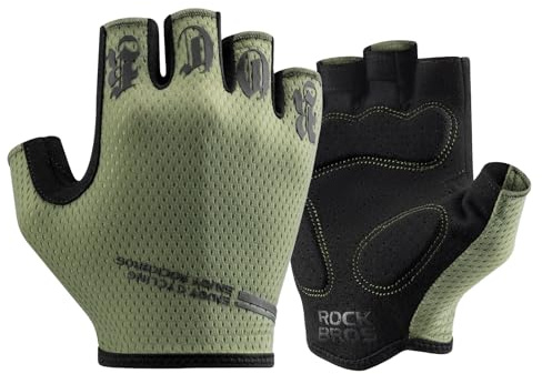 ROCKBROS Cycling Gloves for Men Women - Half Finger Breathable Bike Gloves - Shock-Absorbing Padded Gloves for Cycling Workout Outdoor Sports