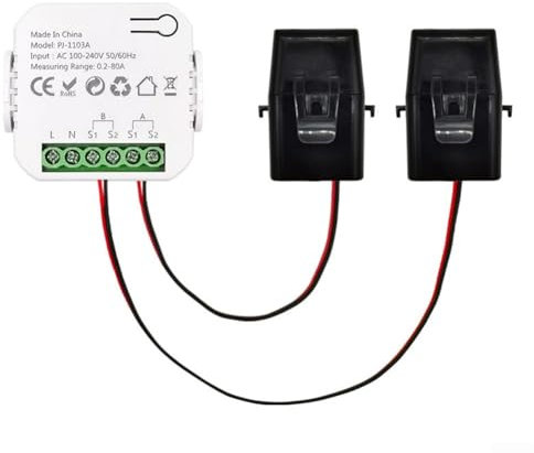 Compteur d'énergie Wi-Fi intelligent, compteur d'électricité bidirectionnel, compteur d'énergie WiFi avec pince pour mesurer la tension actuelle (2CT)
