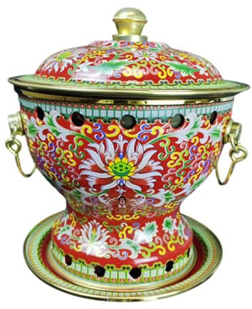 OYWEHECE Einzelne Person, Kleiner Kupfertopf, Alter Pekinger Kleiner Dicker Kuh-Hot Pot, Chinesischer Traditioneller Cloisonné-Hot Pot, Kommerzieller Alkoholanteil, Roter Kupfer-Hot Pot,A