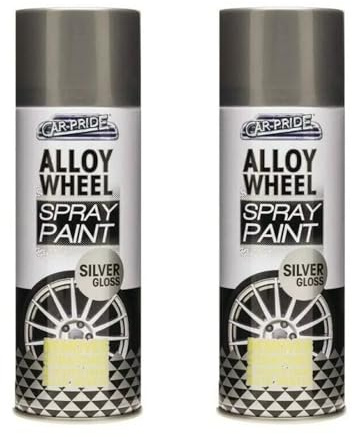 DIOXSTAR Silver Gloss Alloy Wheel Spray Paint, Fast Drying, Removes Scratches & Scuffs from Alloy Wheels, Easy to Use, Protects Against Corrosion and Rust, 400ml (2 PCS)