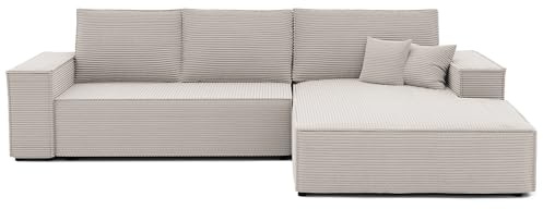 GREKPOL Sofa mit Schlaffunktion 294x185 - Ecksofa mit Schlaffunktion und Bettkasten - Schlafsofa mit Bettkasten - Sofa 3 Sitzer - Couch Rechts