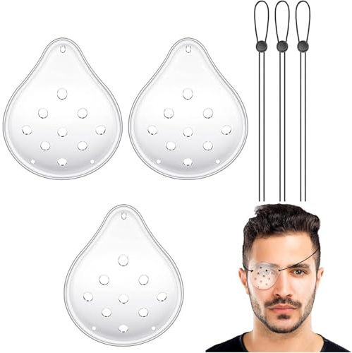 3 Stück transparente, belüftete Augenklappen, 9-Loch-Schutz-Augenschutz mit verstellbarem Riemen, Augenschutz nach Kataraktoperationen, transparenter Augenschutz nach Operationen.