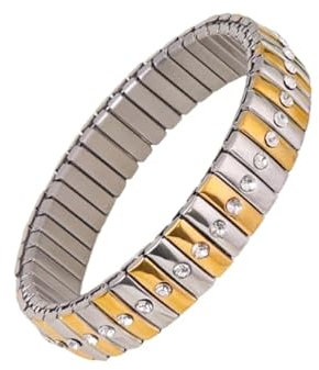 Elastisches Armband aus Edelstahl, für Damen, Strass, breites Armband, klassische Uhrenkette, Geschenk, Stein