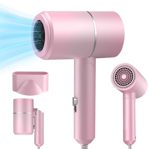AVCXEC Asciugacapelli da Viaggio Pieghevole, Phon Capelli da Viaggio, 800W Phon Capelli Asciugacapelli Professionale da Viaggio, Maneggevole e Compatto, 2 temperature, per Salone e Casa (Rose)