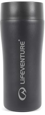 Lifeventure One-Touch Thermal Mug, 360° Push-Click Commuter Lid, 350ml | Leakproof Lid with all-around drinking, keeps hot drinks hot for up to 4 hours & cold drinks cool for up to 10 hours, Black
