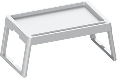Go Practic Table de lit pliable blanche - Plateau de service pour ordinateur portable - Plateau de lit avec fente pour tasses - Pour manger, lire, travailler - 25,5 cm