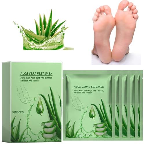 Lot de 5 masques exfoliants pour les pieds pour peau dure, chaussettes exfoliantes pour pieds, masque exfoliant pour les pieds, anti-callosités pour les pieds, chaussettes hydratantes pour soins des