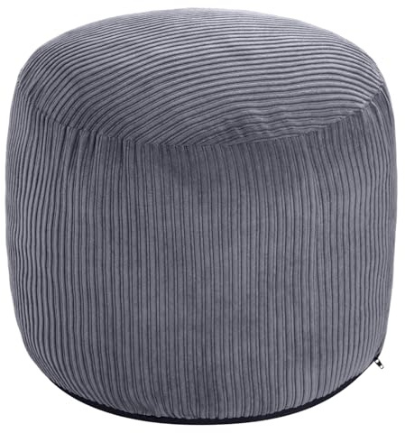 WSOFRLAC Pouf Ottoman Foot Stools Ottoman with Foam Small Corduroy Ottomans for Living Room Ottomans Pouf 20x15 Floor Poufs Foot Rest for Office Chair Dark Grey Foot Stool Small